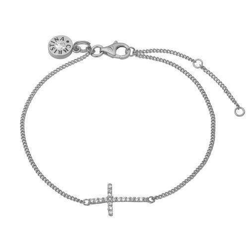 Image of Christina Collect 925 sterling sølv Feather Fin kæde med fjer besat med 6 hvide topazer, model 601-S05